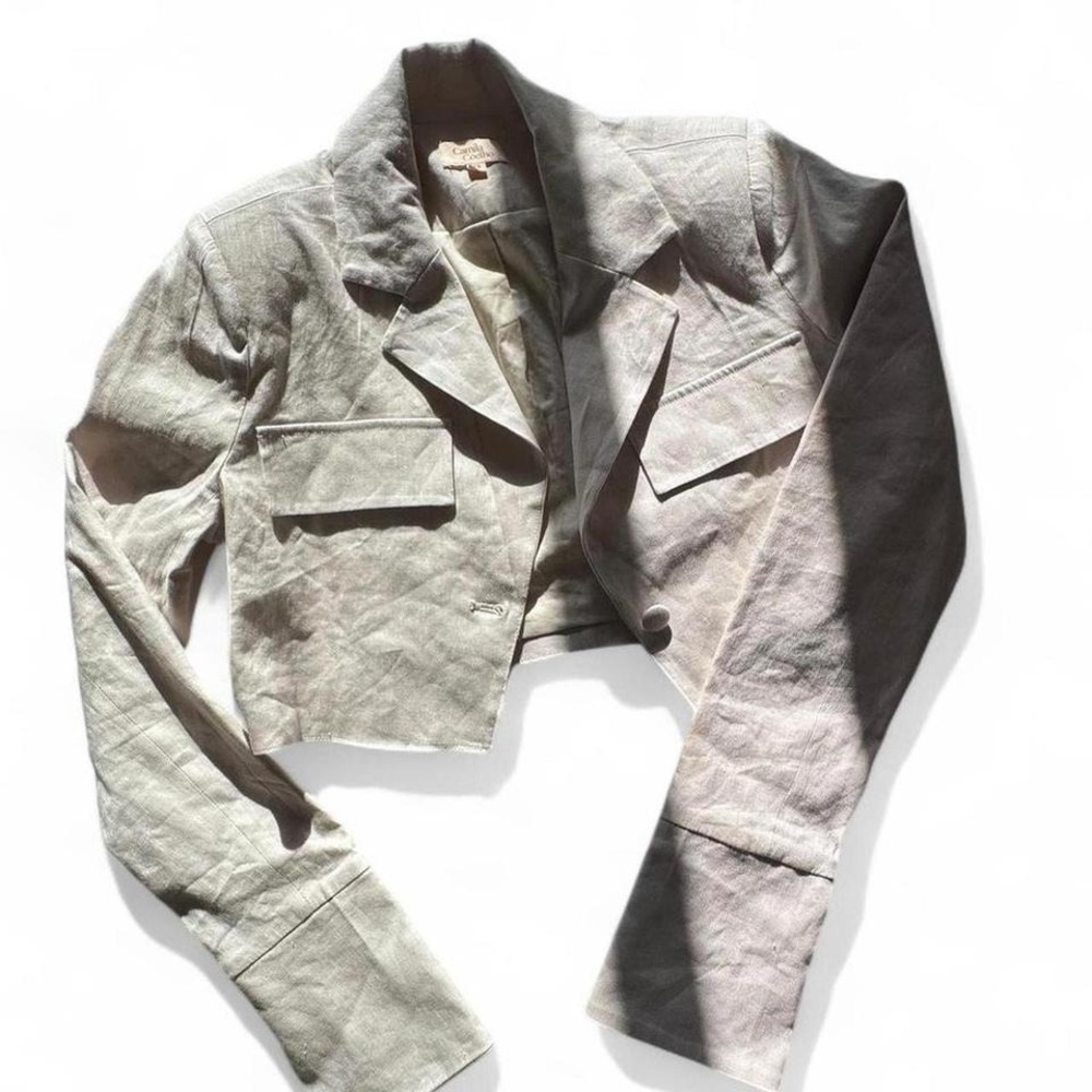 Camila Coelho Tessa Crop Blazer in Nude
